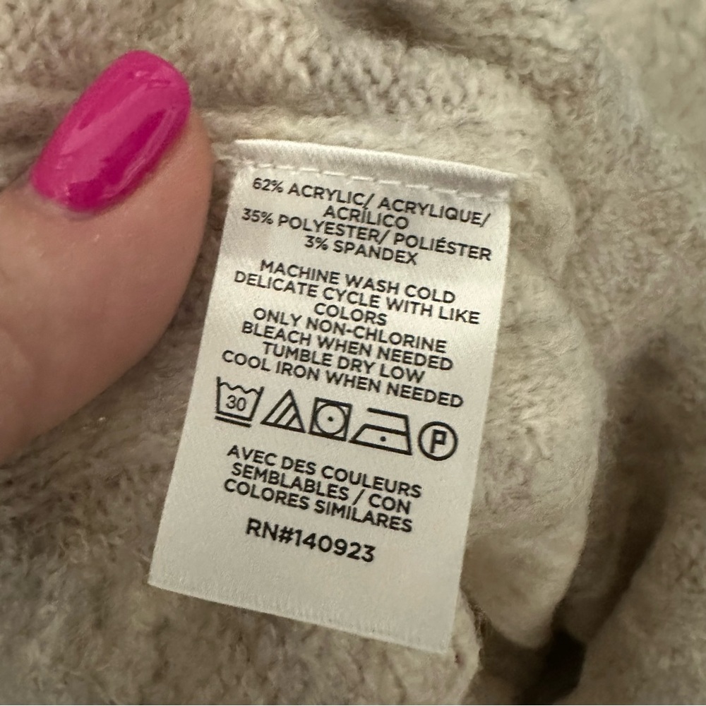 LOFT Heathered Wide Sleeve Cable Sweater in Silver Sand Heather Size XL NWT - Picture 6 of 7